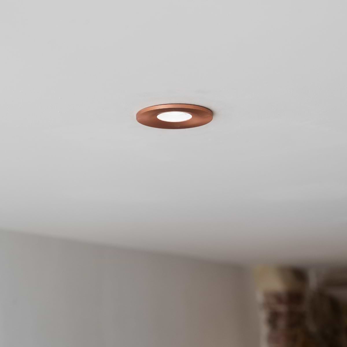Soho Satin Rose Gold LED Downlights, Fire Rated, Fixed, IP65, CCT Switch, High CRI, Dimmable