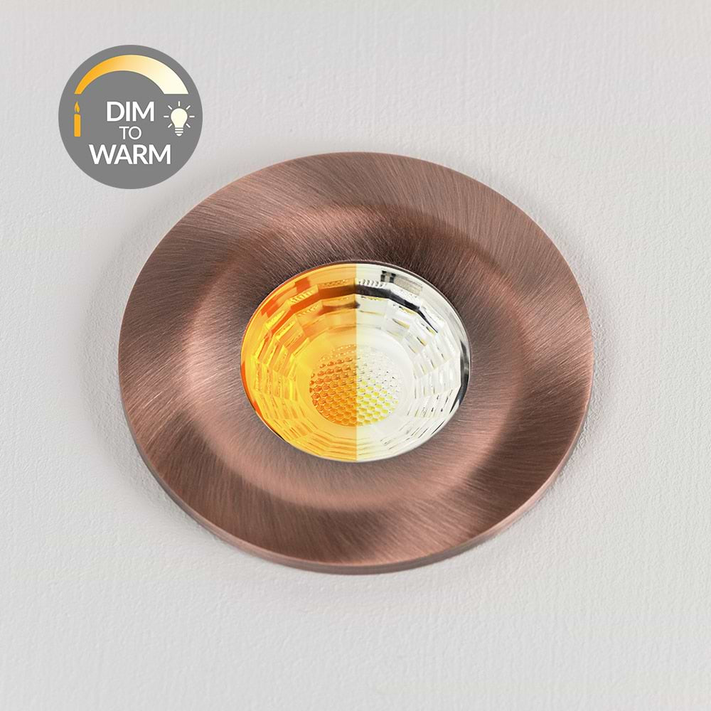 Soho Lighting Antique Copper CCT Dim To Warm LED Downlight Fire Rated IP65