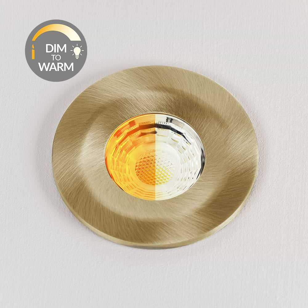Soho Lighting Brushed Brass CCT Dim To Warm LED Downlight Fire Rated IP65