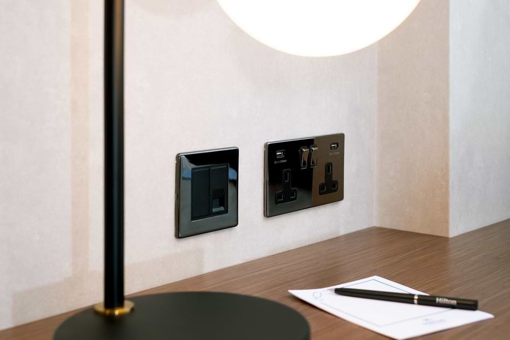 The Connaught Collection Black Nickel 2 x25mm EM-Euro Module Faceplate