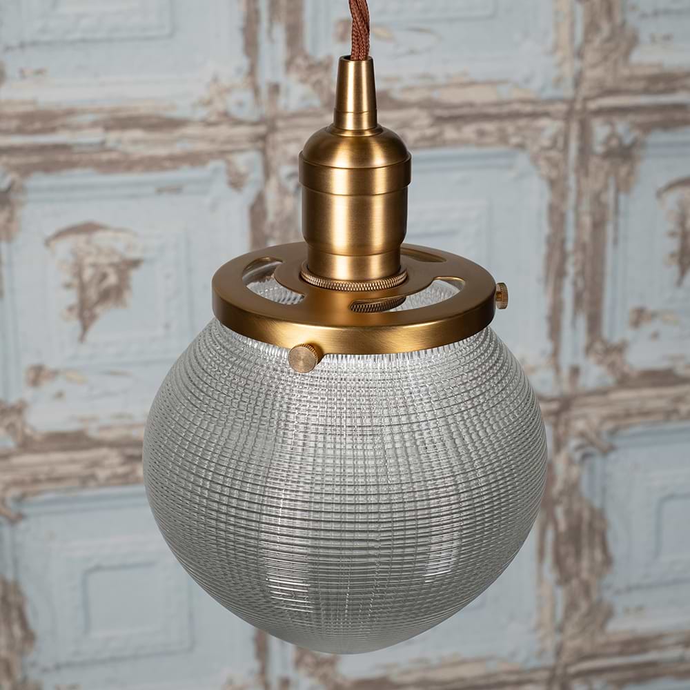 Soho Lighting Hollen Acorn Lacquered Antique Brass Prismatic Glass Pendant - The Schoolhouse Collection