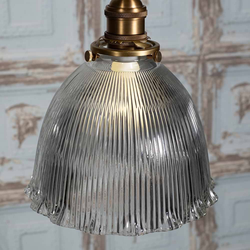 Soho Lighting D'Arblay Lacquered Antique Brass Scalloped Prismatic Glass Dome Pendant Light