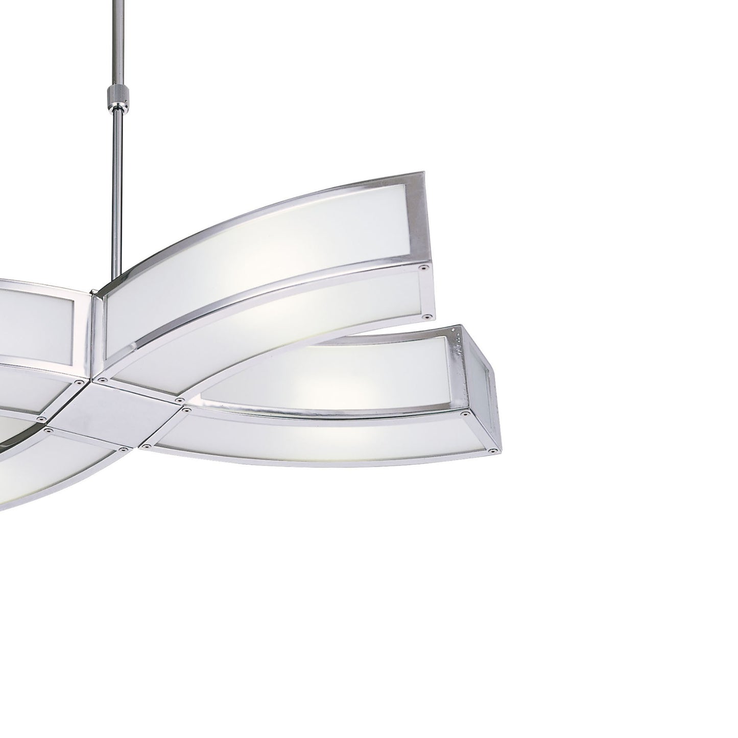 Duna Rectangular Telescopic Convertible To Semi Flush 4 Light E27, Polished Chrome/White Acrylic, CFL Lamps INCLUDED by Mantra