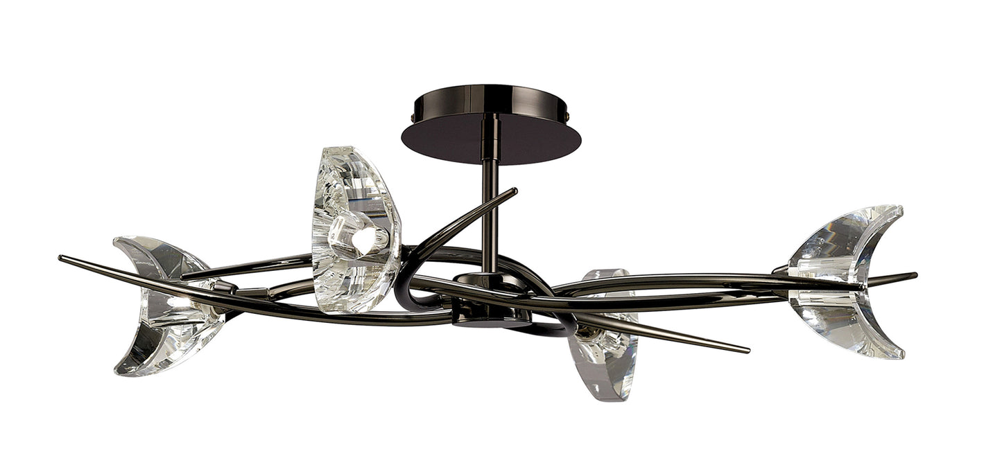Eclipse Telescopic Convertible To Semi Flush 4 Light G9, Black Chrome by Mantra