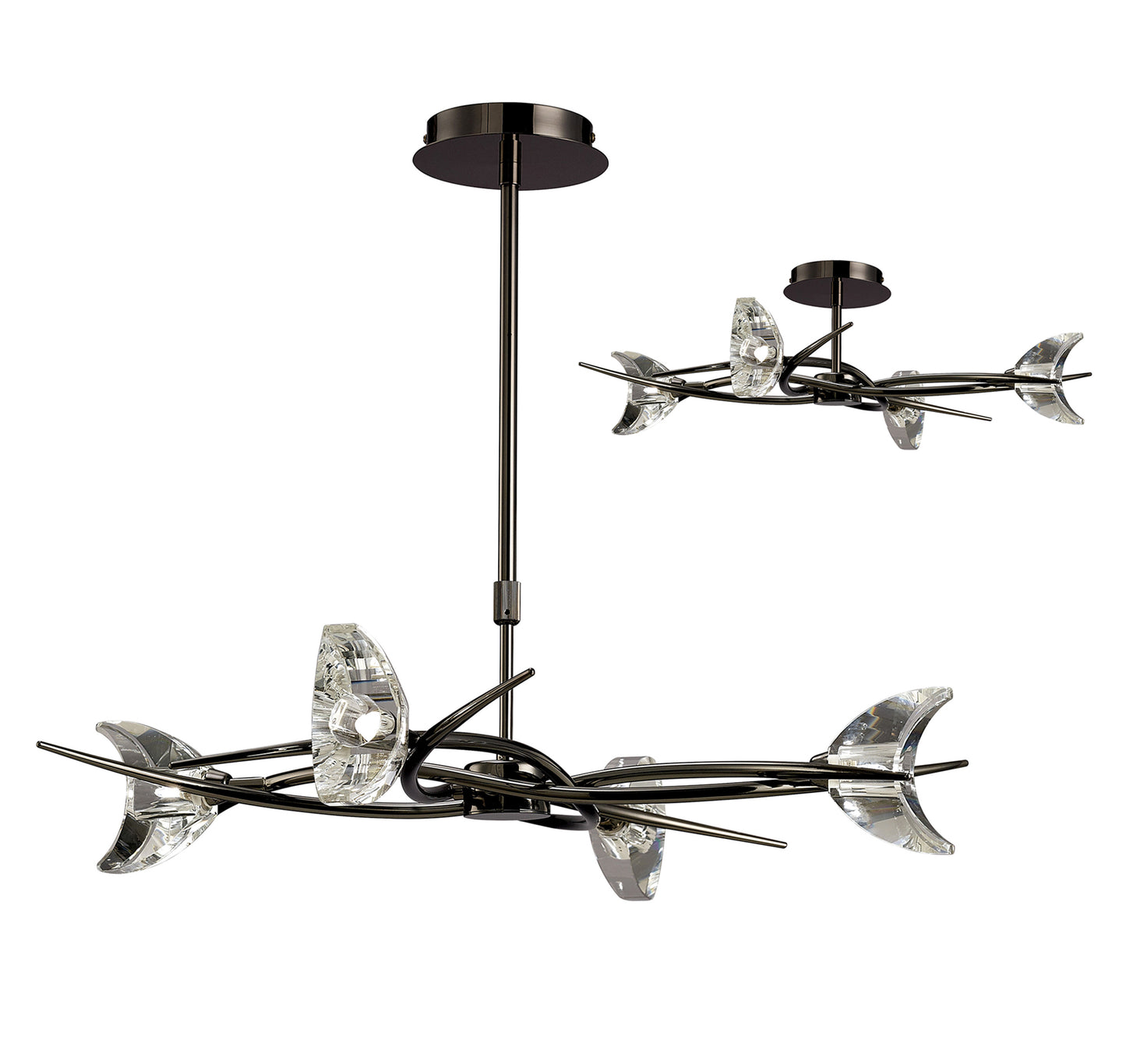 Eclipse Telescopic Convertible To Semi Flush 4 Light G9, Black Chrome by Mantra