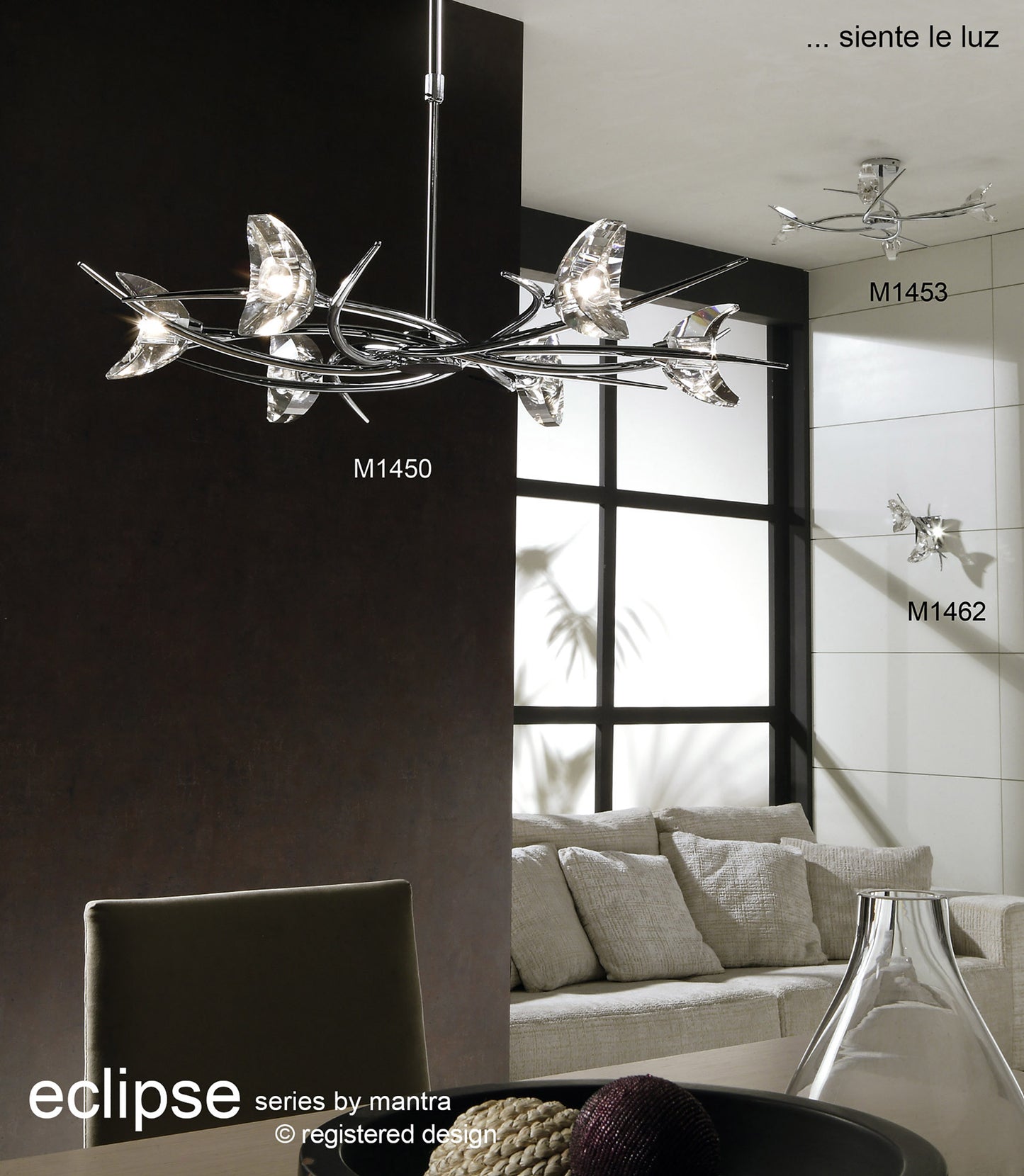 Eclipse Telescopic Convertible To Semi Flush 4 Light G9, Polished Chrome by Mantra