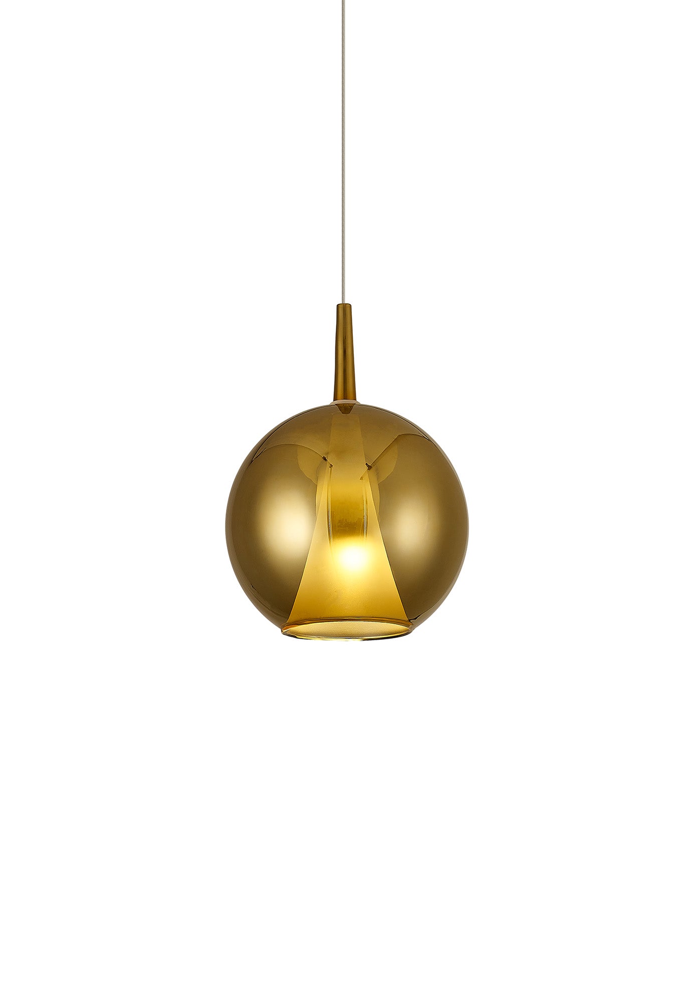 Elsa Assembly Pendant (WITHOUT PLATE) With Round Shade, 1 Light E27, Gold Glass With Frosted Inner Cone by Mantra