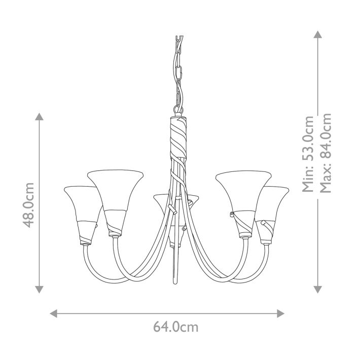 Emily 5 Light Chandelier - Copper Patina