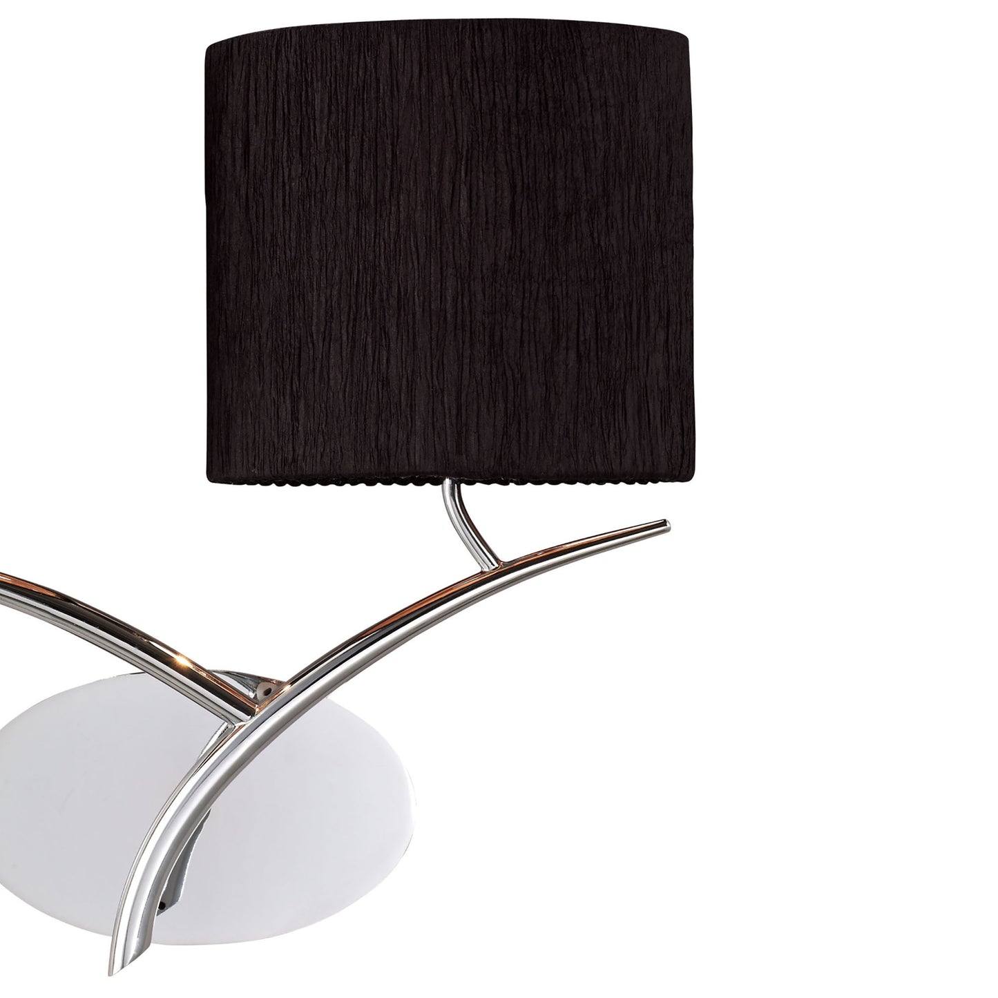 Eve Wall Lamp Switched 2 Light E27, Polished Chrome With Black Oval Shades by Mantra