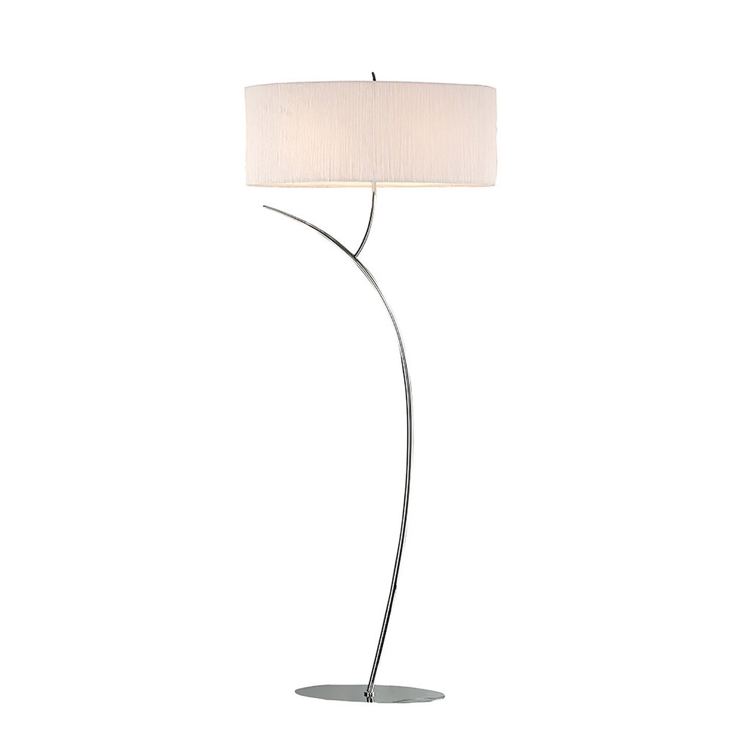 Eve Floor Lamp 2 Light E27, Polished Chrome With White Oval Shade by Mantra