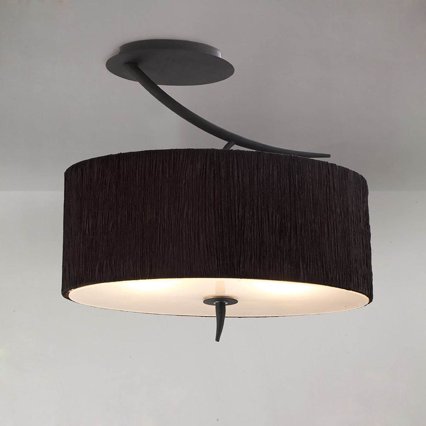 Eve Semi Flush 2 Light E27, Anthracite With Black Oval Shade by Mantra