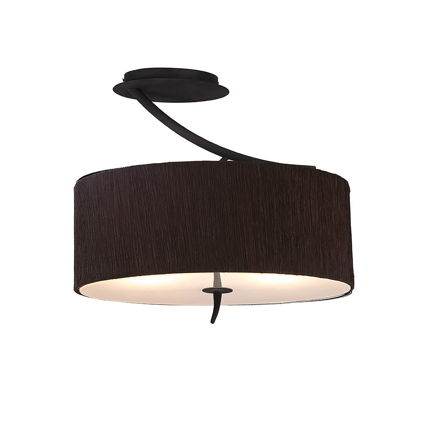 Eve Semi Flush 2 Light E27, Anthracite With Black Oval Shade by Mantra