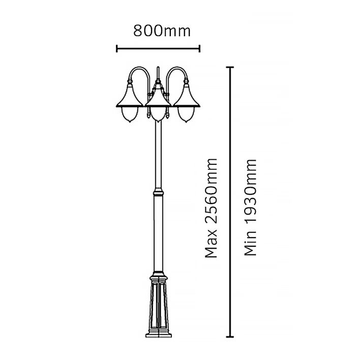 Firenze 3 Light Lamp Post - Black