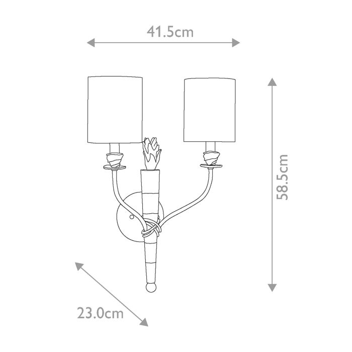Flambeau 2 Light Wall Light - Gold and Black with Parchment Shades
