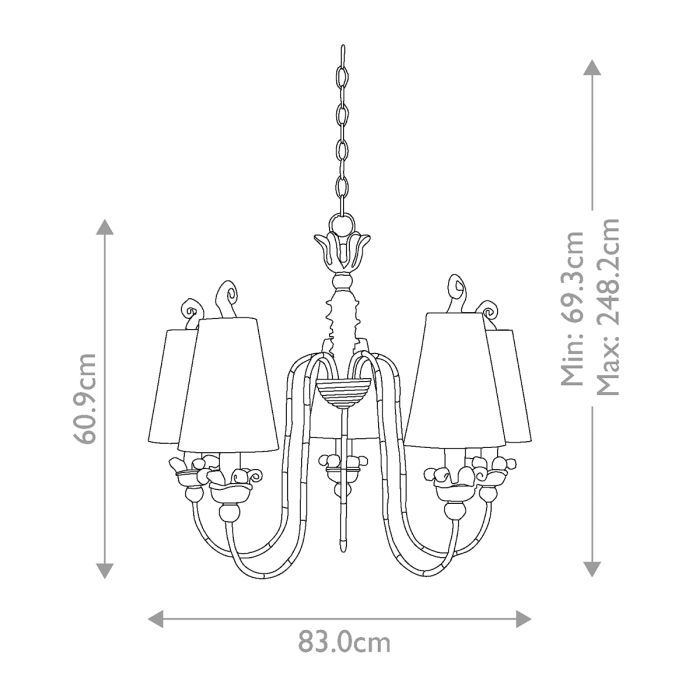 Remi 5 Light Chandelier - Silver and Gold