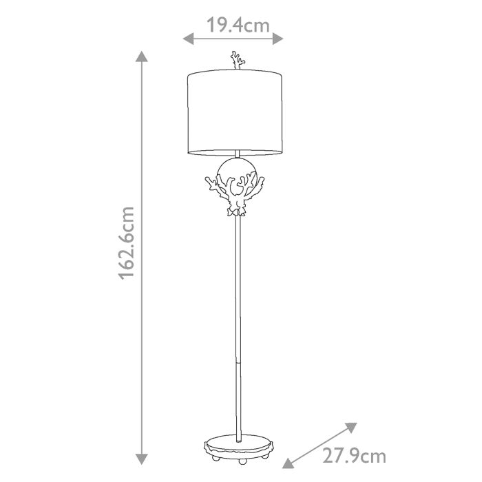 Trellis 1 Light Floor Lamp - Putty Patina & Silver Leaf with Cream and Putty Shade