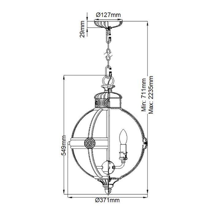 Adams 3 Light Pendant Chandelier - Antique Nickel