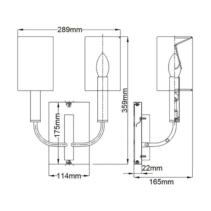 Brianna 2 Light Wall Light - Polished Nickel