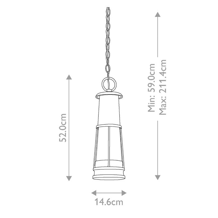 Chelsea Harbor 1 Light Chain Lantern - Storm Cloud
