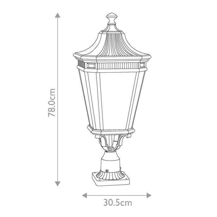 Cotswold Lane 3 Light Large Pedestal - Black