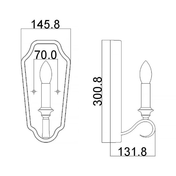 DeWitt 1 Light Wall Light - Sunrise Silver