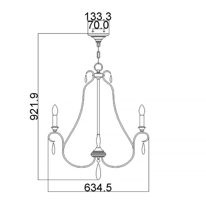 DeWitt 5 Light Chandelier - Sunrise Silver