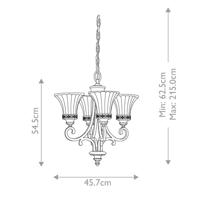 Drawing Room 4 Light Chandelier - Walnut