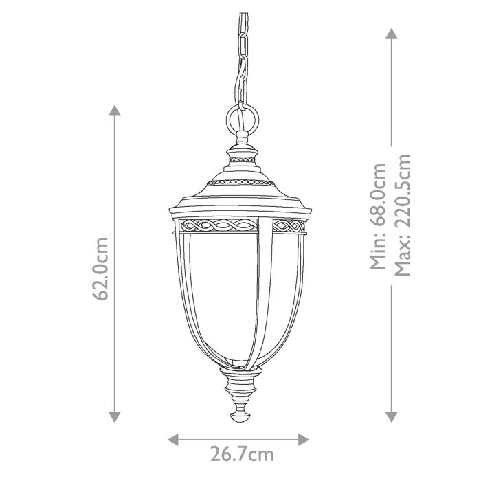 English Bridle 3 Light Large Chain Lantern - British Bronze