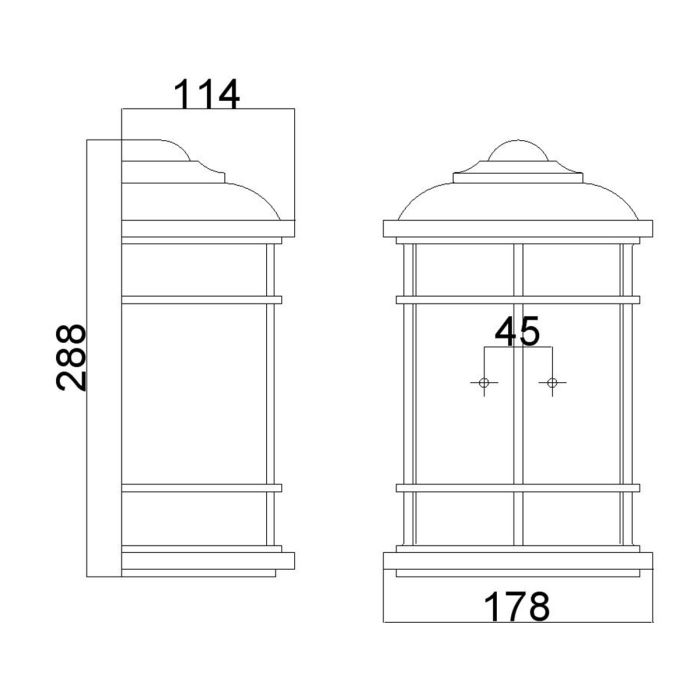 Lighthouse 1 Light Half Lantern - Textured Black