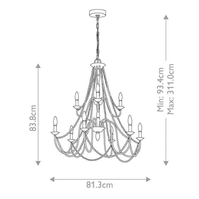 Maryville 9 Light Chandelier - Washed Grey