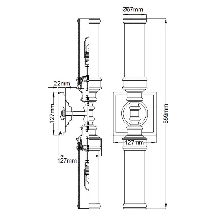 Payne 2 Light Wall Light - Polished Chrome