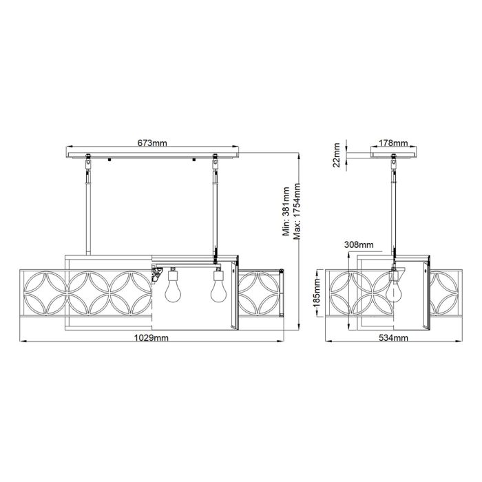 Remy 4 Light Pendant Light - Heritage Bronze / Parissiene Gold