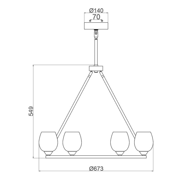 Rubin 6 Light Chandelier - Polished Nickel