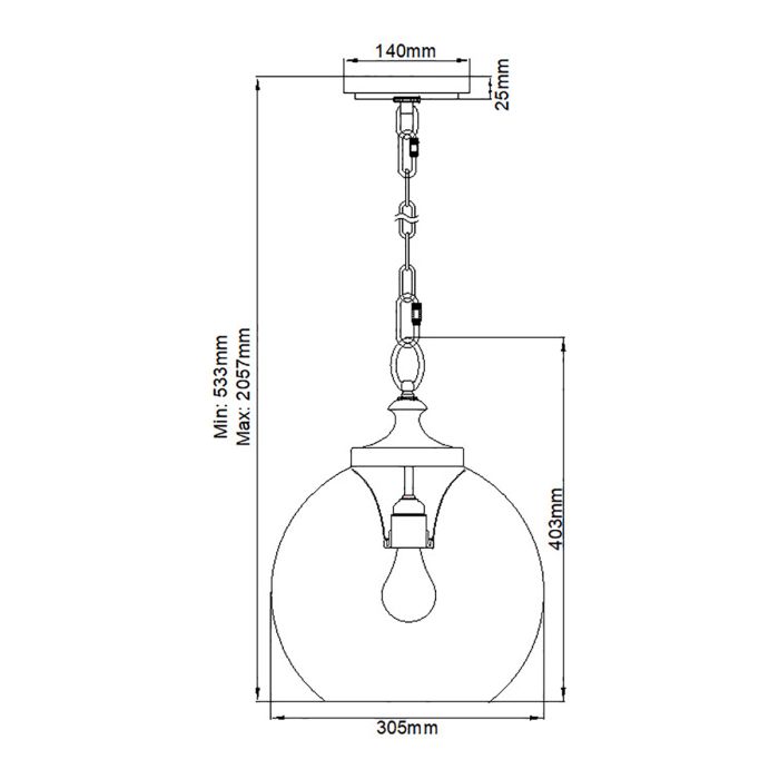 Tabby 1 Light Pendant - Brushed Steel