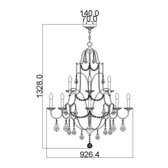 Valentina 12 Light Multi-Light-Tier Chandelier - Oxidized Bronze