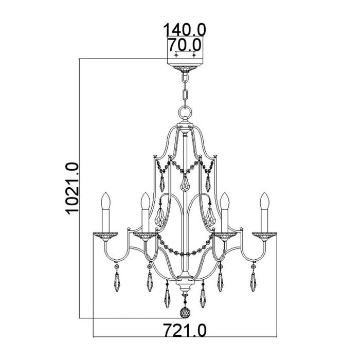 Valentina 6 Light Chandelier - Oxidized Bronze