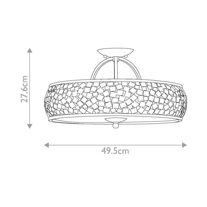 Zara 3 Light Semi-Flush - Brushed Steel