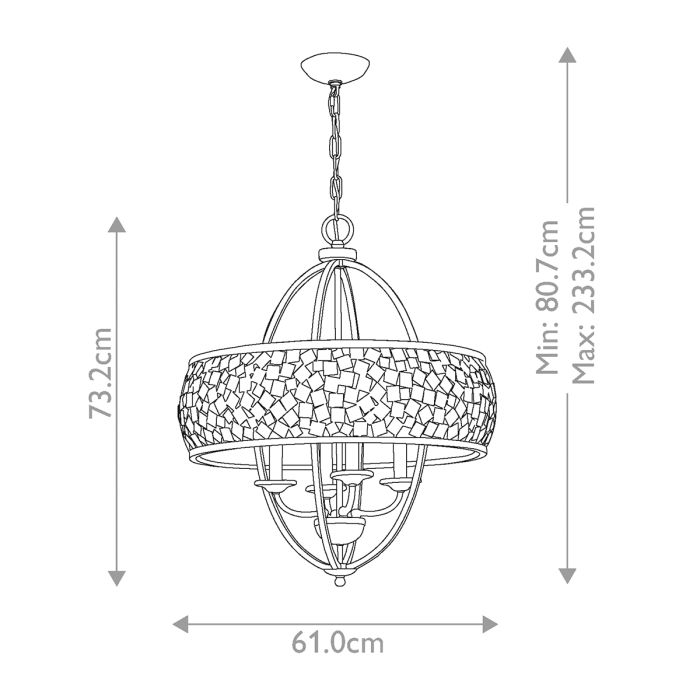 Zara 4 Light Large Chandelier - Brushed Steel