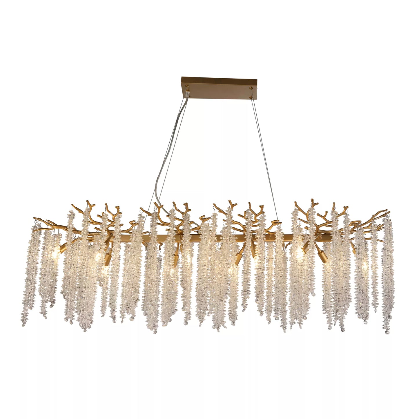 Iced- 10 light Matte Gold Metal and Clear Crystal Bar