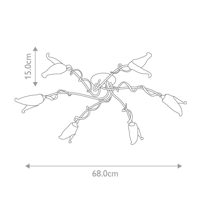 Fly 6 Light Semi-Flush - Black / Silver / Gold