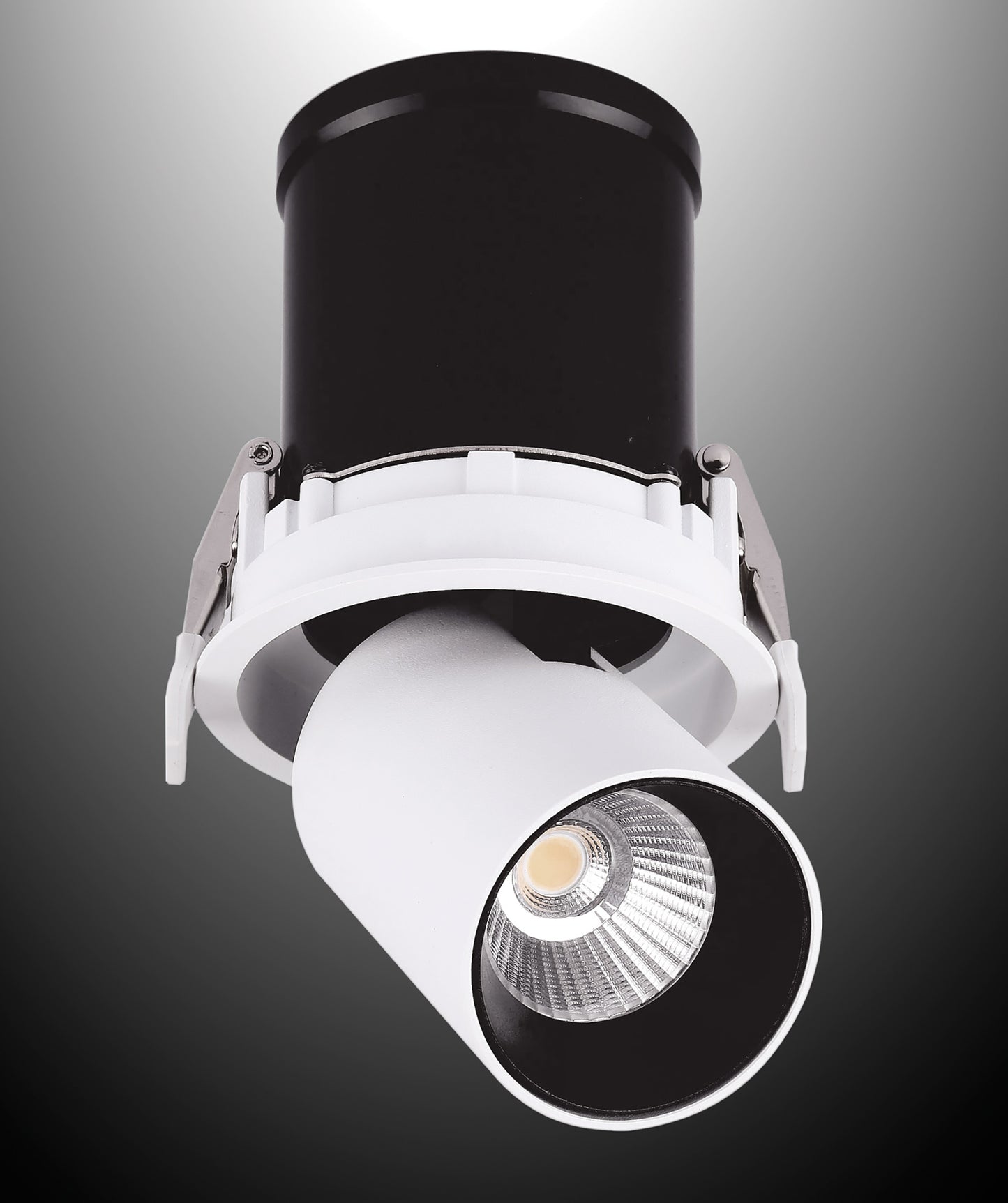 Garda Retractable Recessed Swivel Spotlight, 12W, 4000K, 1080lm, Matt White & Black, Cut Out 95mm, Driver Included, Driver Included, 3yrs Warranty by Mantra