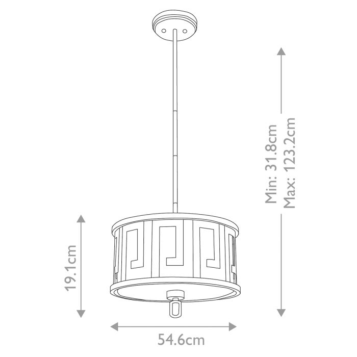 Lemuria 2 Light Medium Pendant - Distressed Gold, Ivory Shade
