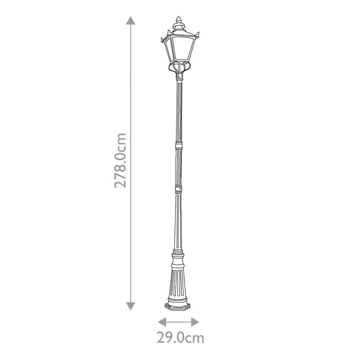 Grampian 1 Light Lamp Post - Black