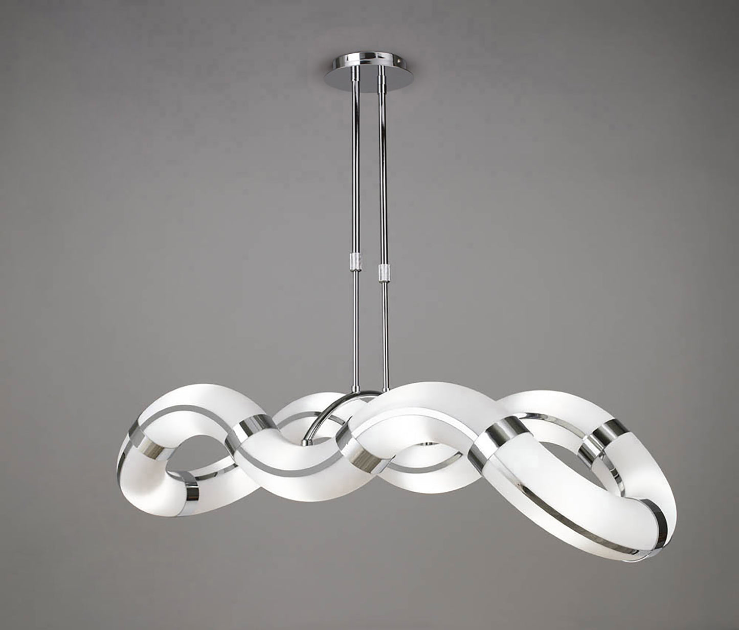 Guss Telescopic GU10 8 Light L1/SGU10 Oval Curved , Polished Chrome/White Acrylic, CFL Lamps INCLUDED by Mantra