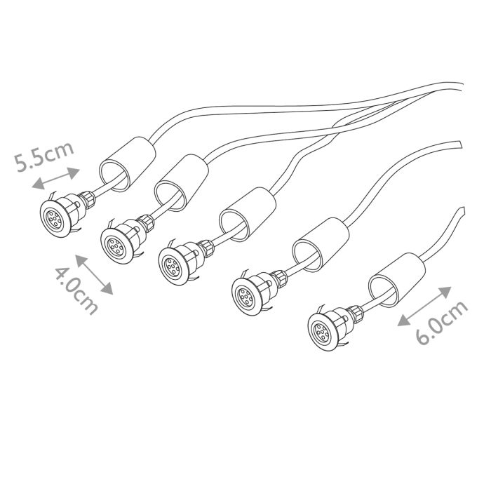 Derwent 5 x Deck/garden light with 6m cable and 12V Transformer - Anodised Aluminium