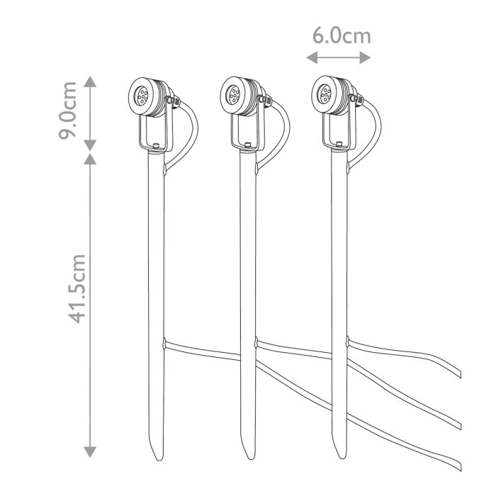Spennymoor Starter kit including 3 x 12V Spotlights, 3 x Poles, 6m cable & 12V Transformer - Anodised Aluminium