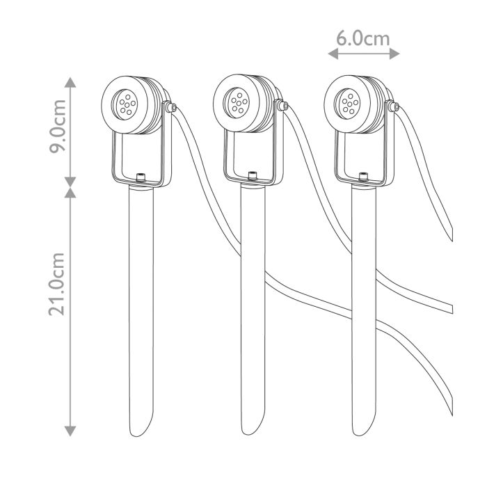 Spennymoor Starter kit including 3 x 12V Spotlights, 3 x Spikes, 6m cable & 12V Transformer - Anodised Aluminium