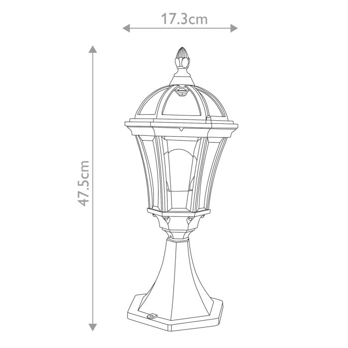 Ledbury 1 Light Pedestal Lantern - Black