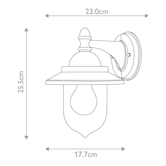 Sandown 1 Light Wall Lantern - Black