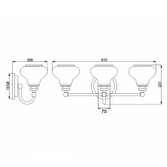 Ainsley 3 Light Wall Light - Brushed Brass